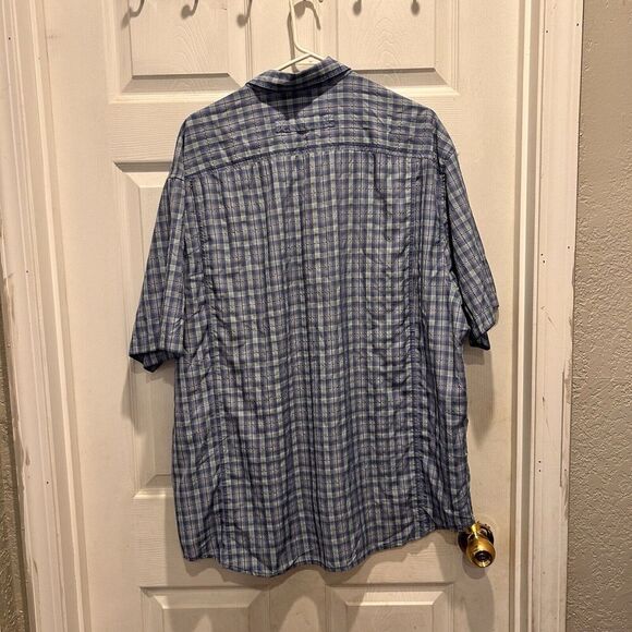 Duluth Trading Co Button Front Camp Shirt Mens XL Blue Plaid Polyester Nylon - Picture 6 of 7